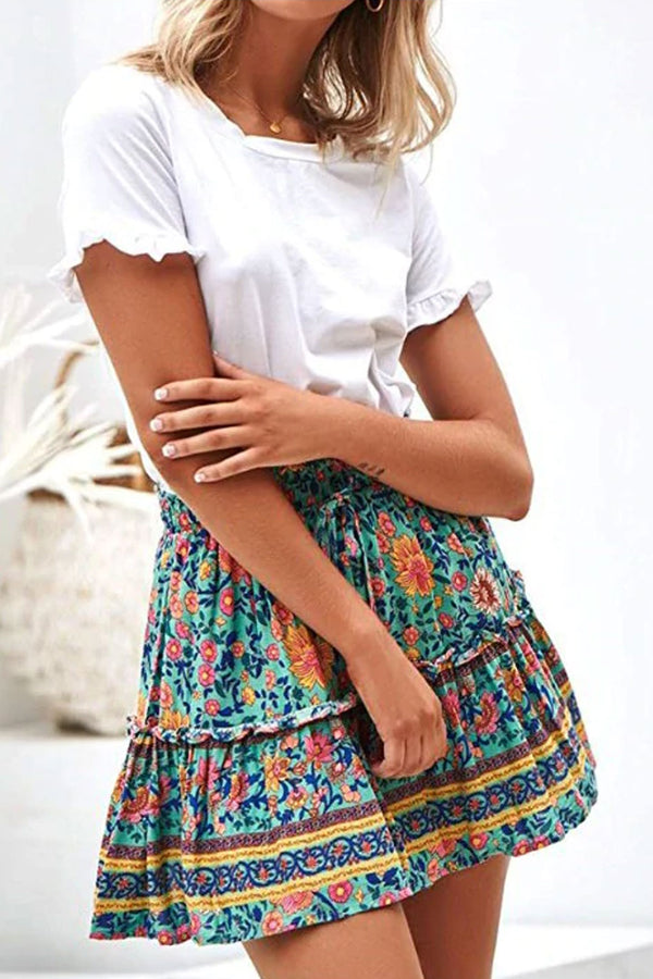 Boho Skirt, Hippie Skirts, Mini Skirt, Blue Sky and Daisy