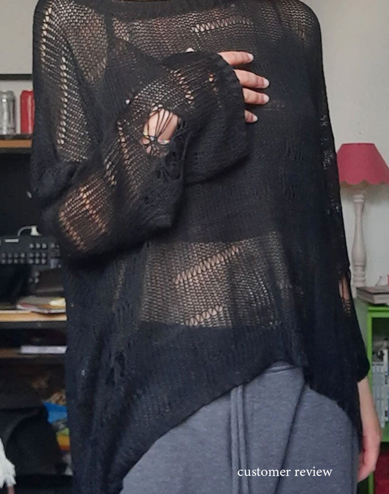 Boho Sweater, Knit Sweater, Sexy Her Me in Black