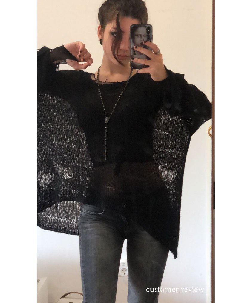Boho Sweater, Knit Sweater, Sexy Her Me in Black