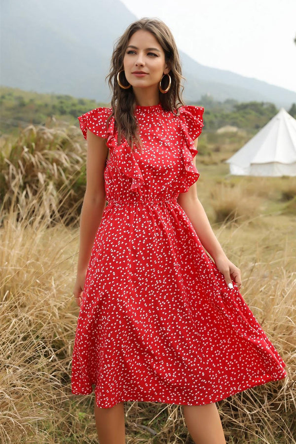 Midi Dress, Boho Dress, Raffle Red Heart (Red, Black, Blue) - Wild Rose Boho