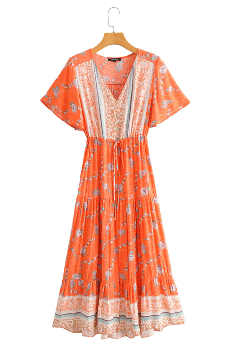 Midi Dress, Boho Dress, Sundress, Orange Sundaze - Wild Rose Boho
