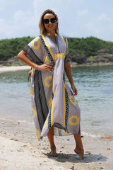 Beach Dress, Cover Up, Maxi Boho Dress, Pink, Yellow and Blue Tibet - Wild Rose Boho
