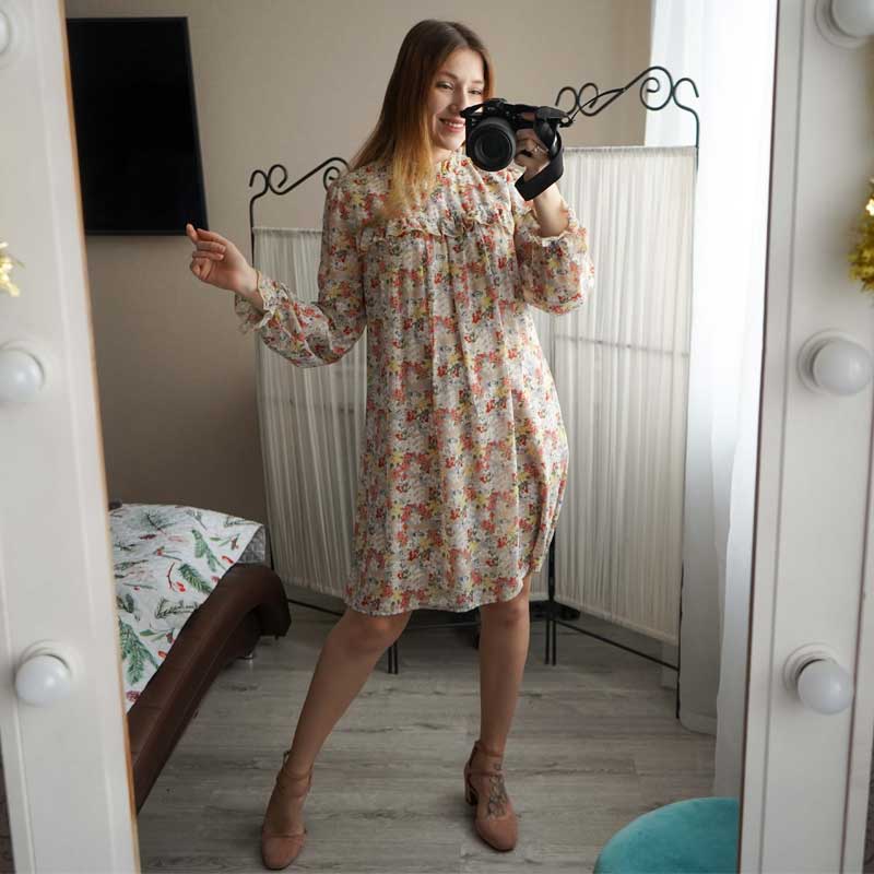 Boho Mini Dress Tunic Dress, Willow Floral in Apricot