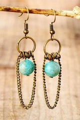 Boho Earrings, Dangle Earrings, Chain Blue Amazonite - Wild Rose Boho