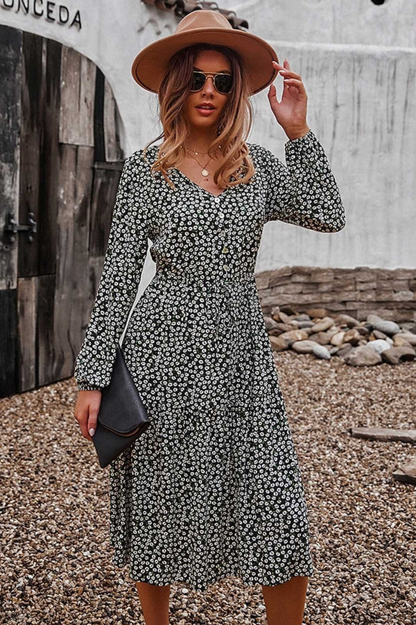 Boho Midi Dress, Claire in Black