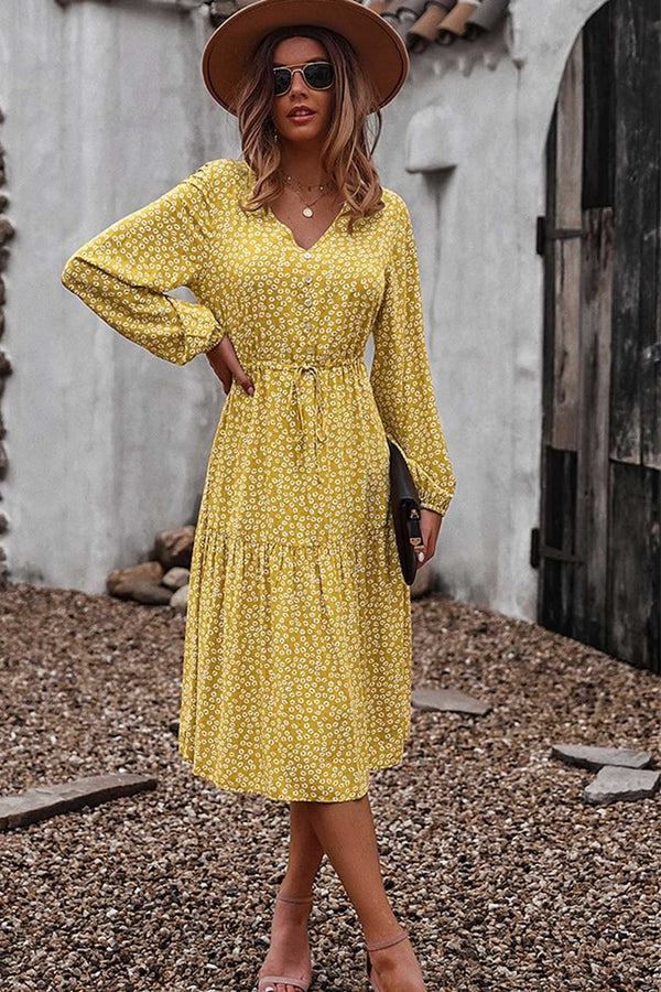 Boho Midi Dress, Claire in Yellow