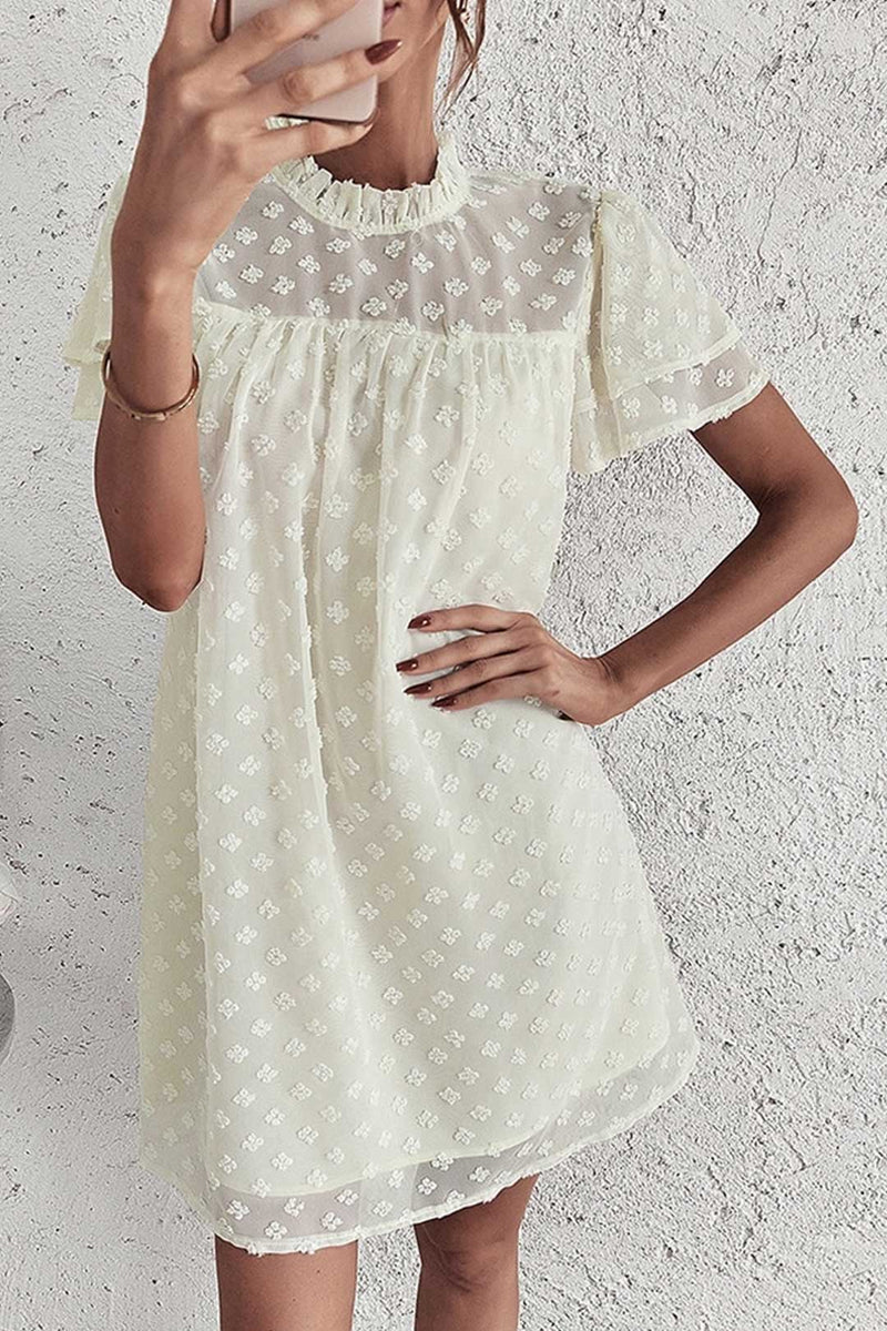 Boho Mini Dress Tunic Dress,Maeve Dot in White
