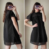 Boho Mini Dress Tunic Dress,Maeve Dot in Black