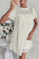 Boho Mini Dress Tunic Dress,Maeve Dot in White