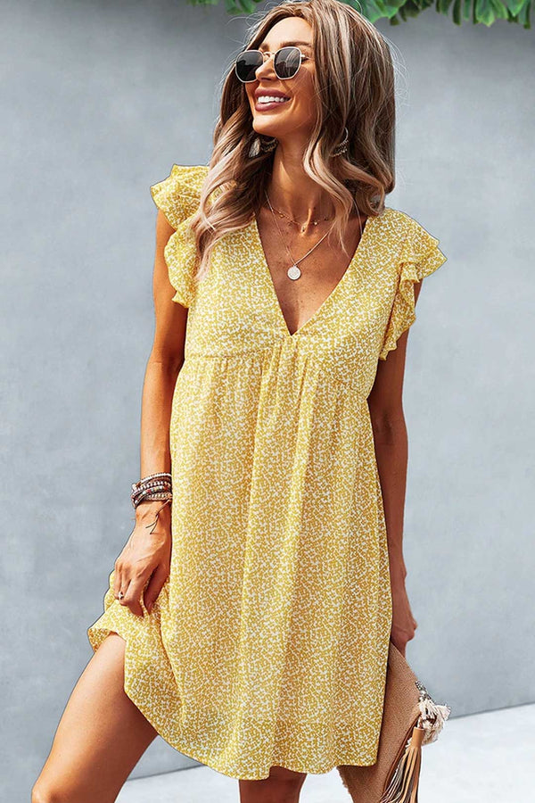 Boho Mini Dress Sundress, Ava in Yellow