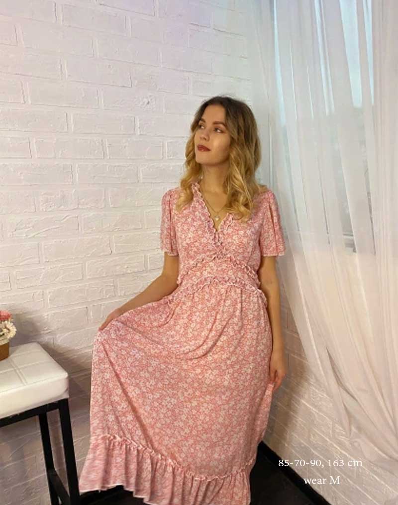 Boho Midi Dress, Sundress Romy in Pink