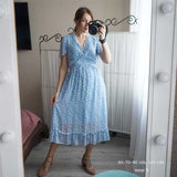 Boho Midi Dress, Sundress Romy in Blue