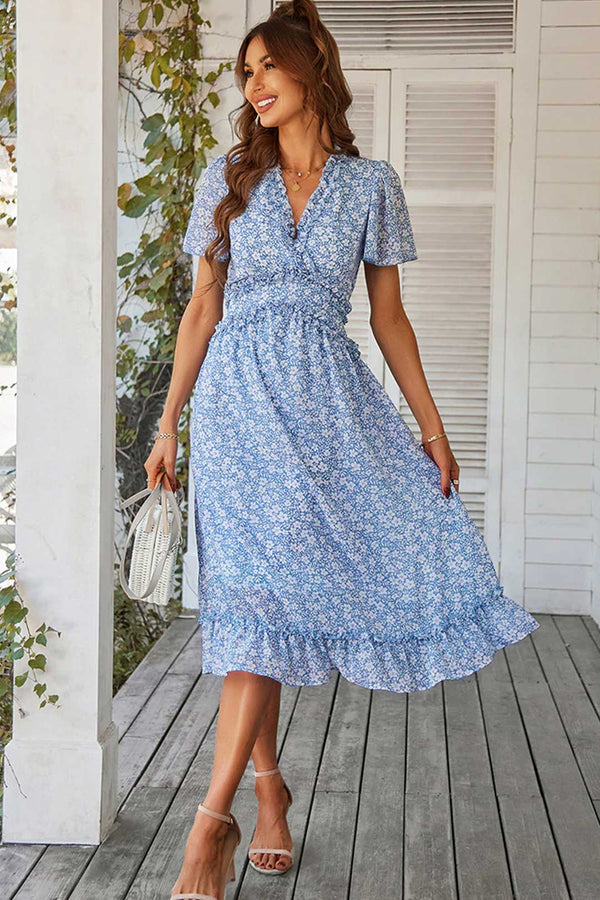 Boho Midi Dress, Sundress Romy in Blue