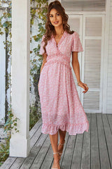 Boho Midi Dress, Sundress Romy in Pink