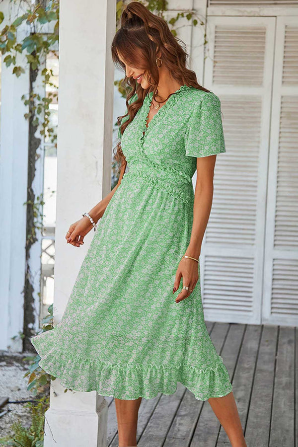 Boho Midi Dress, Sundress Romy in Green