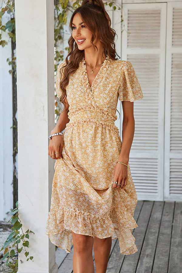 Boho Midi Dress, Sundress Romy in Yellow