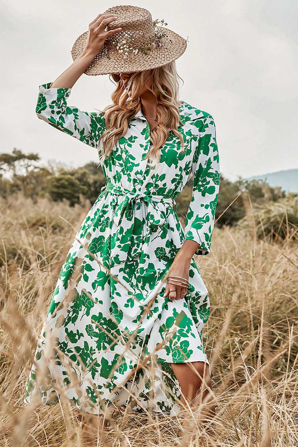 Boho Midi Dress, Shirt Dress Evangeline