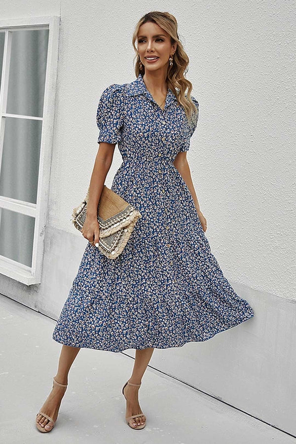 Boho Midi Dress, Sundress Romy in Blue