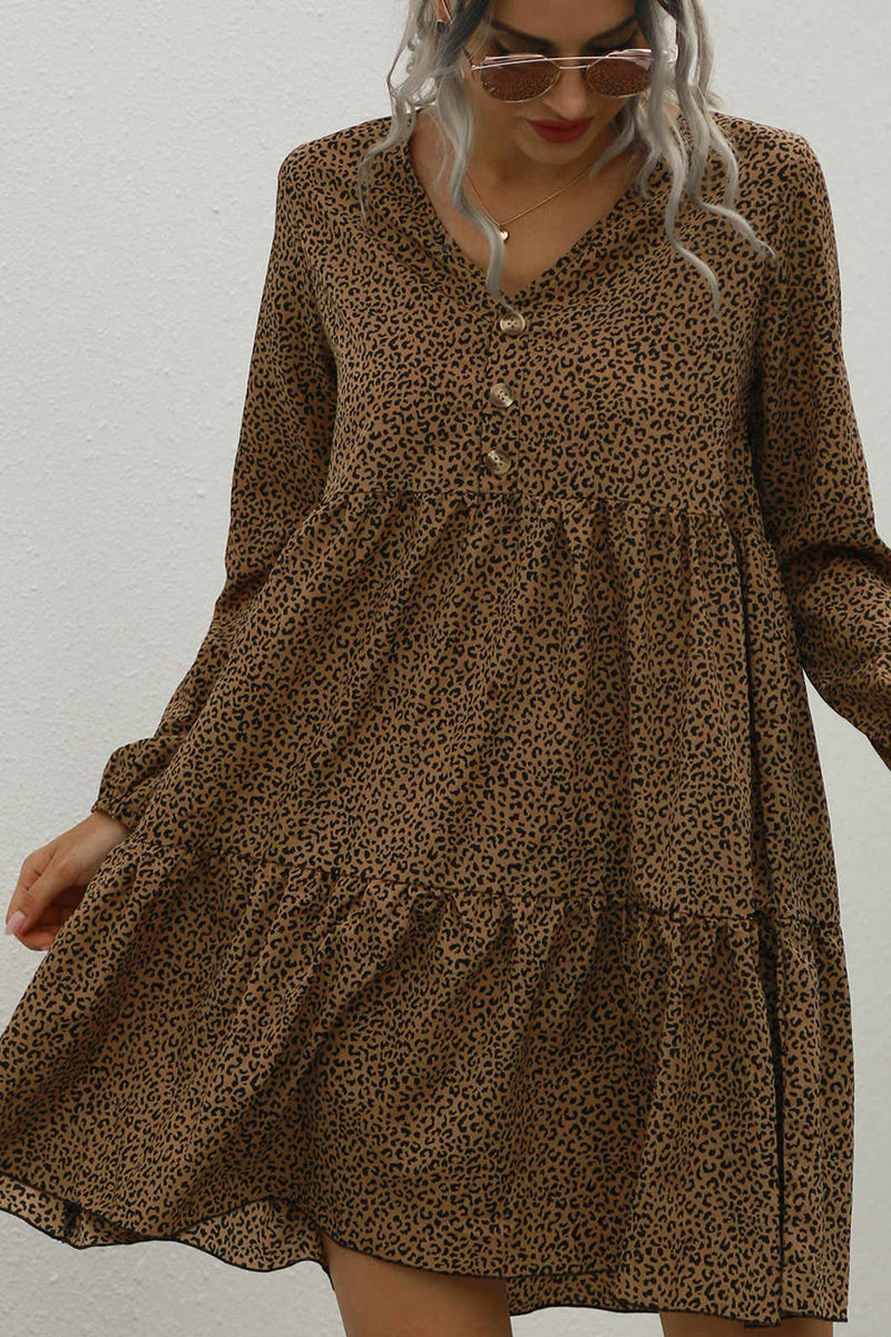 Mini Dress, Boho Dress, Sundress, Brown Leopard - Wild Rose Boho