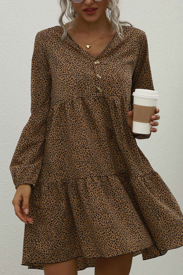 Mini Dress, Boho Dress, Sundress, Brown Leopard - Wild Rose Boho