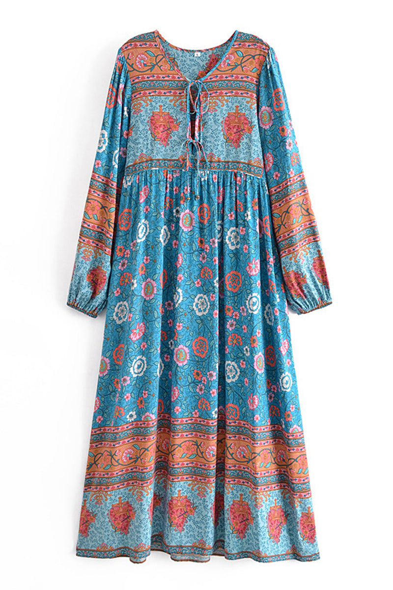Gown Dress, Boho Maxi Dress, Loose Dress, Everly in Blue