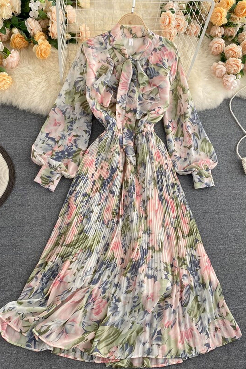 Maxi Dress, Boho Vintage Dress, Gown, Pink Rose Garden - Wild Rose Boho