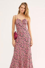 MaxiDress, Boho Dress, Strappy Sundress, Pink Vine - Wild Rose Boho