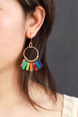 Boho Earrings, Dangle Earrings, Red Blue Green Chakra - Wild Rose Boho