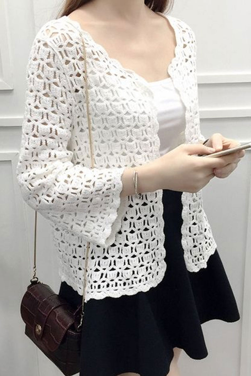 Boho Cardigan,Vinatge Crochet Cardigan Blouse, Marry White and