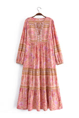 Gown Dress, Boho Maxi Dress, Loose Dress, Pink Irma Carnea