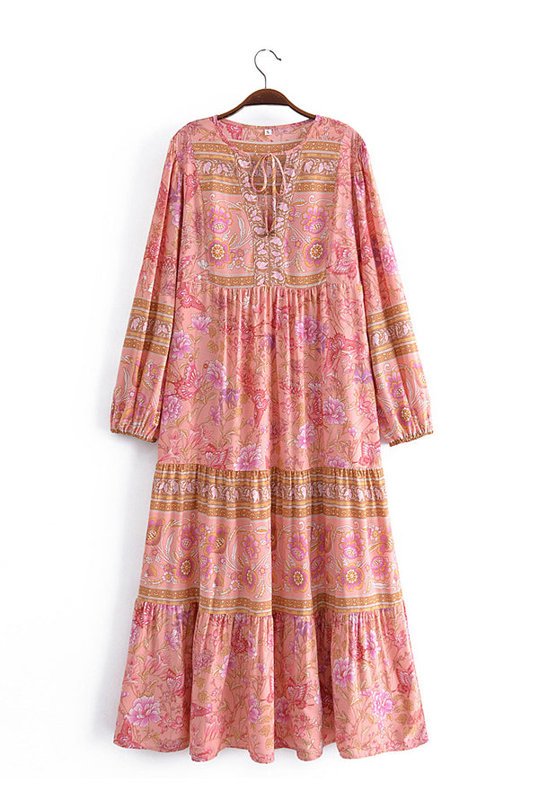 Gown Dress, Boho Maxi Dress, Loose Dress, Pink Irma Carnea