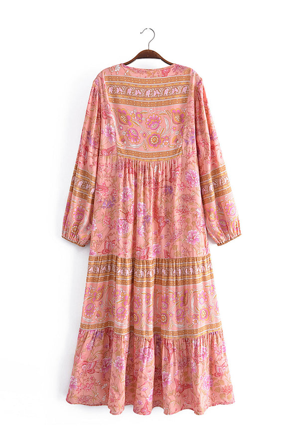 Gown Dress, Boho Maxi Dress, Loose Dress, Pink Irma Carnea
