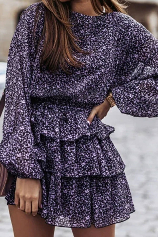 Mini Dress, Boho Dress, Vintage Dress, Giselle in Apricot and Purple Lavender - Wild Rose Boho