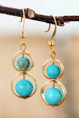 Boho Earrings, Dangle Earrings, Double Blue Turquoise - Wild Rose Boho