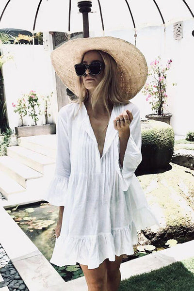 Boho Boho Mini Dress Beach Dress Cover up Dress White Ruffle Lucy Wild Rose Boho