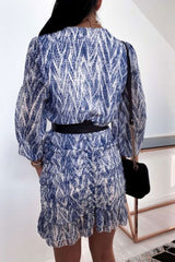 Boho Mini Dress Vintage Dress, Blue Print