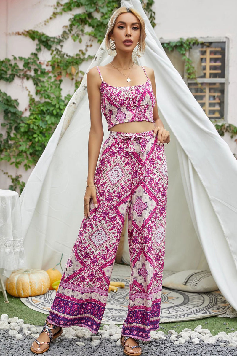 Two Piece Cropped Top Palazzo Pants Set – The House of Stylez