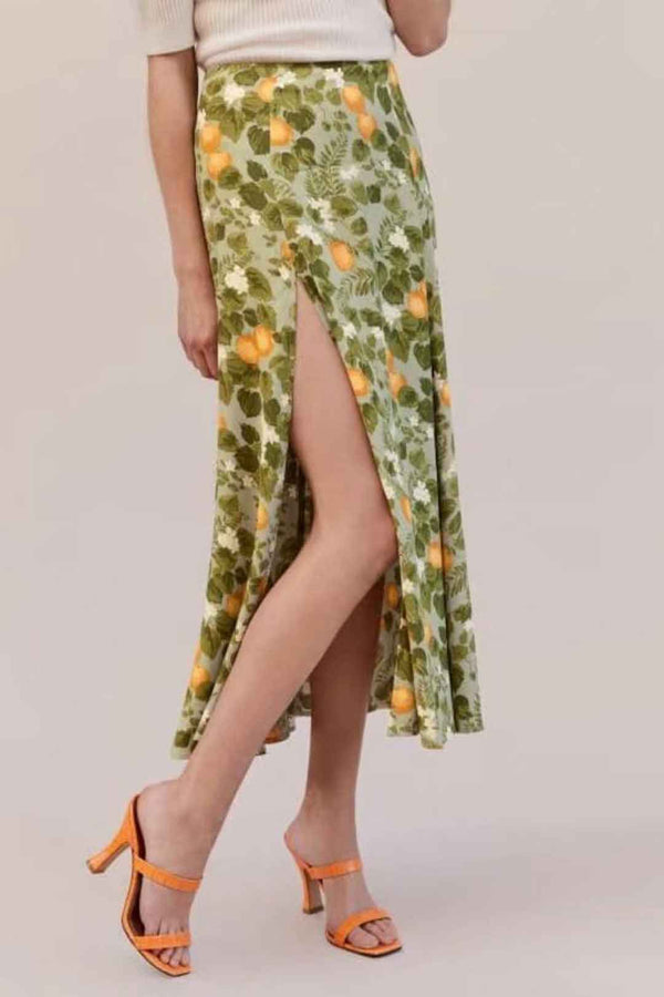 Boho Skirt, Hippie Skirts, Midi Skirt, Madarin Garden Green
