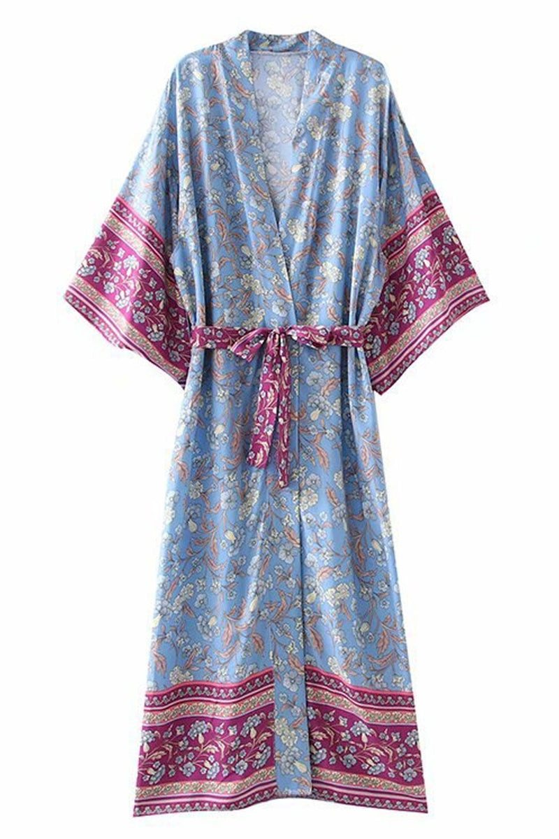 Boho Robe, Kimono Robe, Tayanna Blue Lily of the Nile - Wild Rose Boho