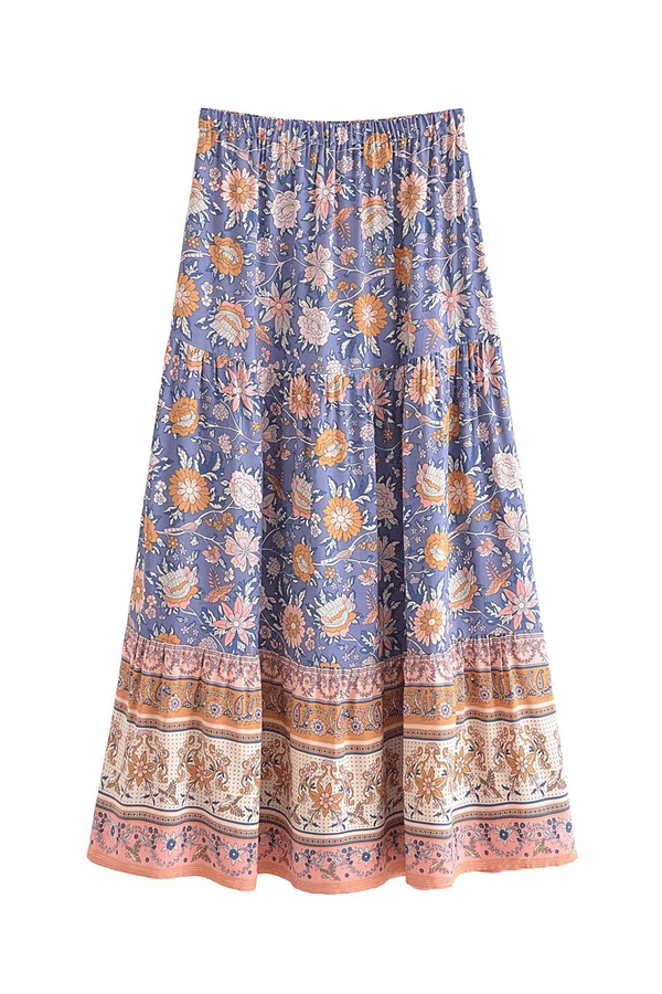 Boho Skirt, Hippie Skirts, Maxi Skirt,  Scilla Elise in Pink and Blue