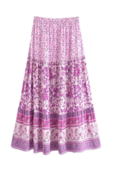 Boho Skirt, Hippie Skirts, Maxi Skirt,  Scilla Elise in Pink and Blue