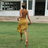 Beach Dress, Cover Up, Maxi Dress. Halter Backless Dress, Elisa in Yellow - Wild Rose Boho
