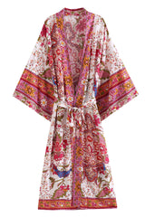 Boho Robe, Kimono Robe,  Beach Cover up, Pink Amary