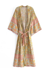 Boho Robe, Kimono Robe,  Beach Cover up, Green Sierra Lace
