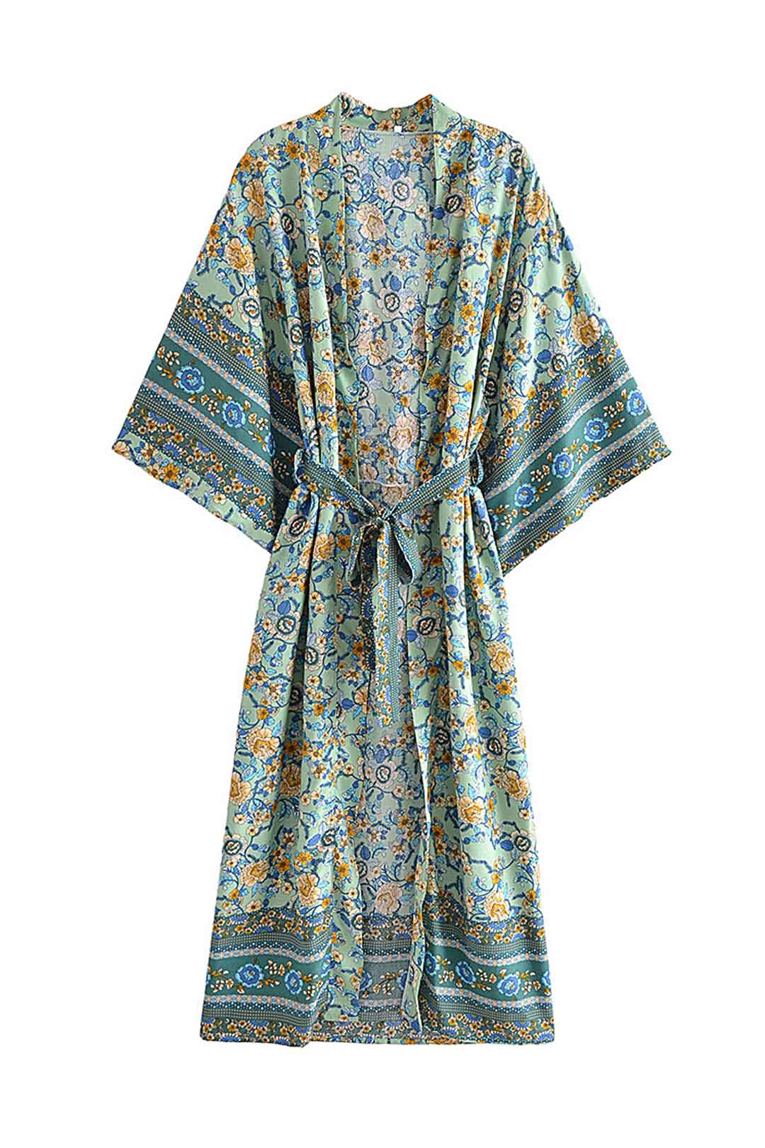 Boho Robe, Kimono Robe, Beach Cover up, Short Robe, Oceane Blue Matild ...
