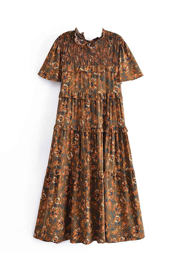 Boho Midi Dress, Smock Sundress, Bartley