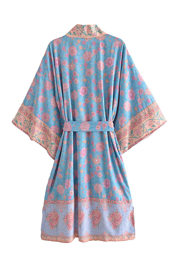 Boho Robe, Kimono Robe,  Beach Cover up, Blue Secret Heart