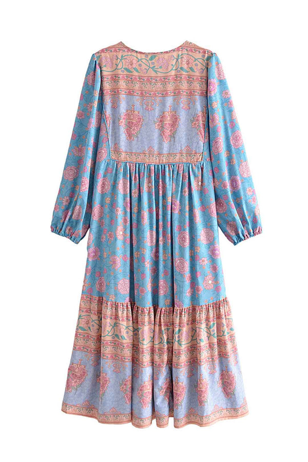 Boho Midi Dress, Sundress, Blue Secret Heart