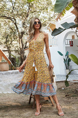 Boho Midi Dress, Sundress, Danielle  in Yellow