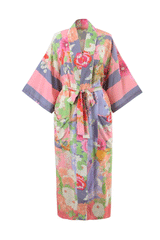 Boho Robe, Kimono Robe, Beach Cover up, Capucine Peony in Pink and Blue
